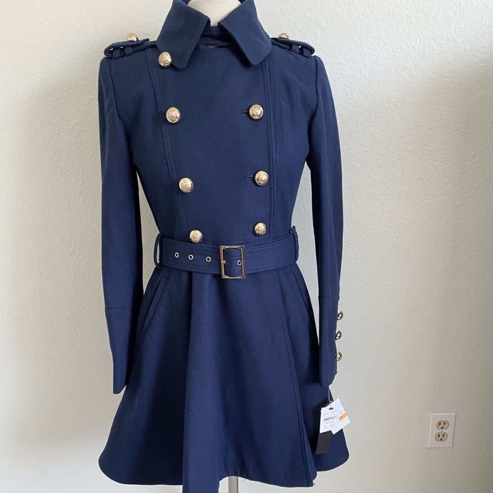 NWT Miss Sixty Cassie Coat Trench Military Double Breasted Fit and Flare